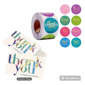 Thank You Cards And Stickers Bundle, 550 Piece, Sellers Bundle, White & Colorful